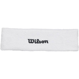 Frotka tenisowa na głowę Wilson Headband biala z czarnym logo