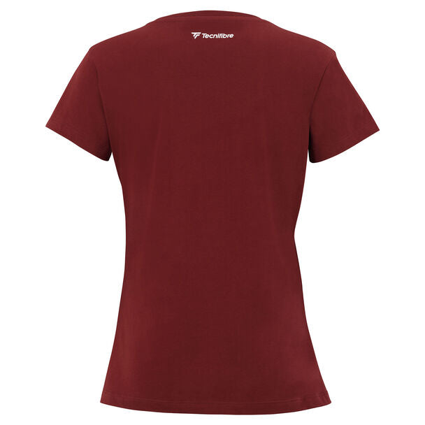 Koszulka tenisowa damska Tecnifibre Club Cotton Tee bordowa
