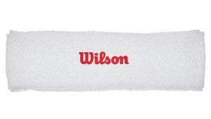 Frotka tenisowa na głowę Wilson Headband biala z czerwonym logo