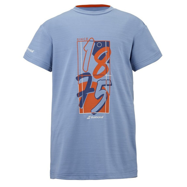 Koszulka tenisowa juniorska Babolat Exercise Graphic Tee Boy niebieska