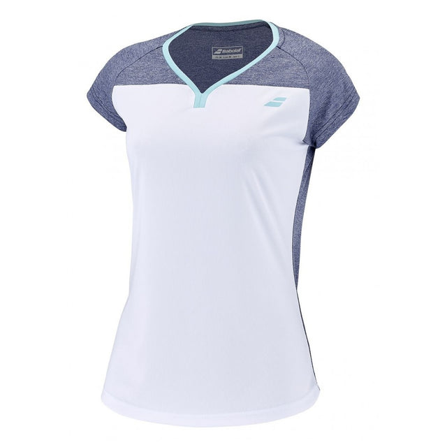 Koszulka juniorska Babolat Play Cap Sleeve Top Girl biało-szara