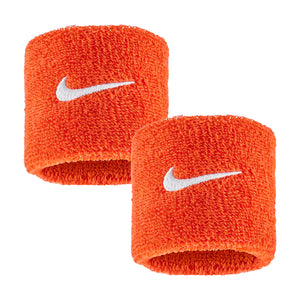 Frotki tenisowe Nike Swoosh Wristbands pomarańczowe z białym logo
