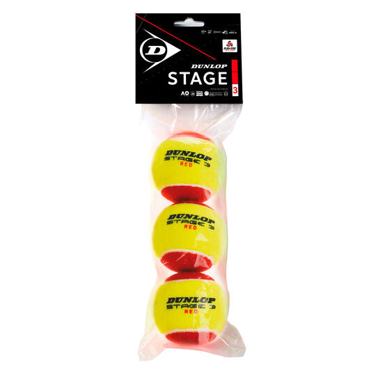 Piłki tenisowe juniorskie Dunlop Stage 3 czerwone