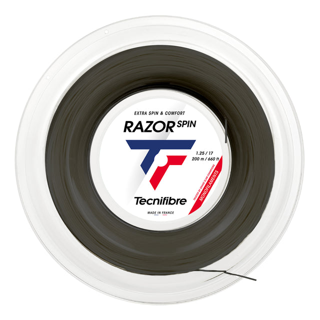 Naciąg tenisowy Tecnifibre Razor Spin czarny 12m ze szpuli