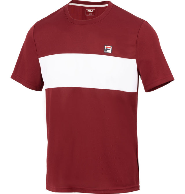 Fila Bosse Burgundy and White Tennis T-Shirt