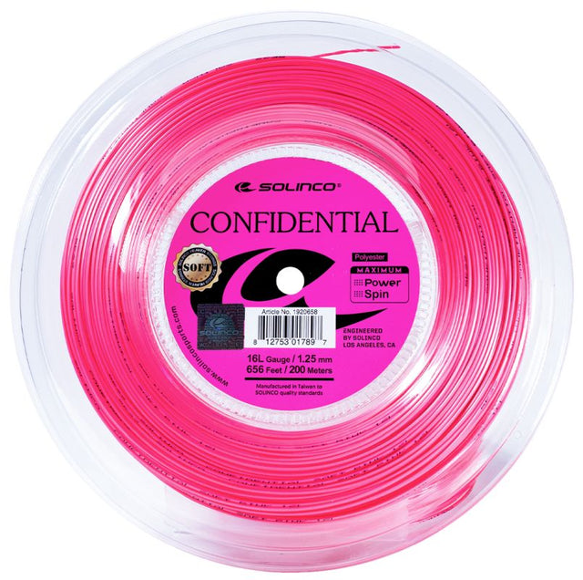 Naciąg tenisowy Solinco Confidential Soft różowy 12m ze szpuli