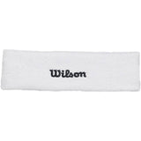 Frotka tenisowa na głowę Wilson Headband biala z czarnym logo