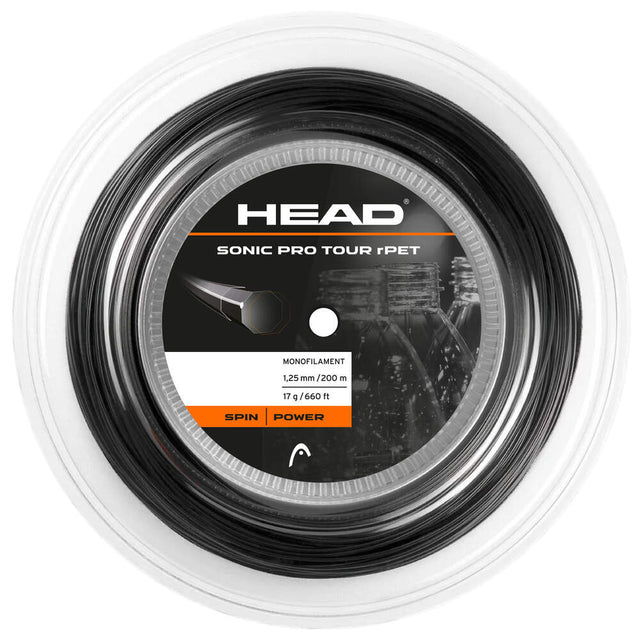Naciąg tenisowy Head Sonic Pro Tour rPET 12m ze szpuli czarny