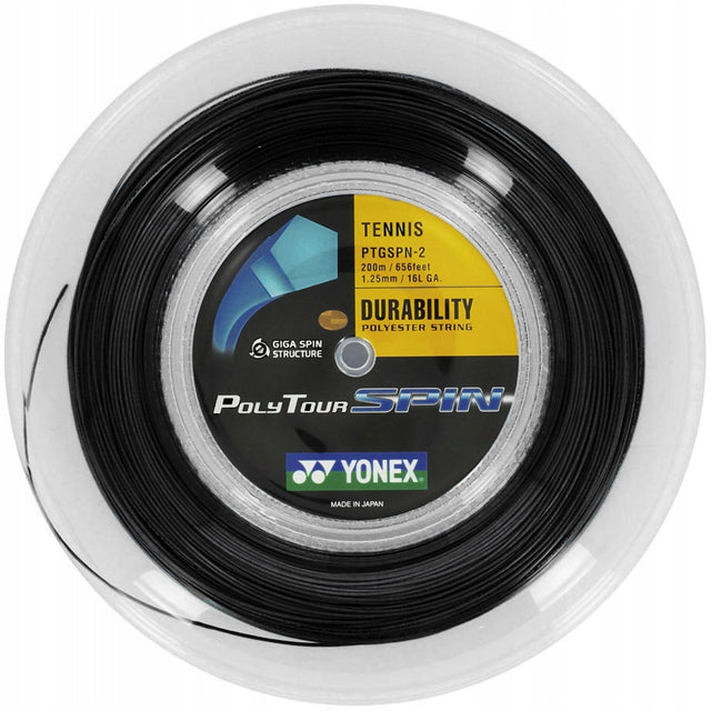 Naciąg tenisowy Yonex Poly Tour Spin ze szpuli czarny