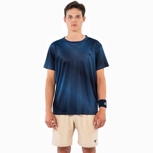 Koszulka tenisowa Tecnifibre X-Loop Tee paski granatowa