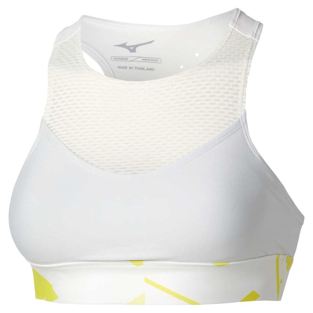 Stanik tenisowy Mizuno Daybreakers Padded Bra biało-żółty