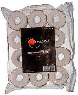 Owijki wierzchnie do padla ShockOut Perforated 12 sztuk białe