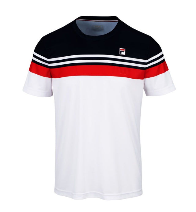 Fila T-shirt Malte white and navy blue tennis shirt