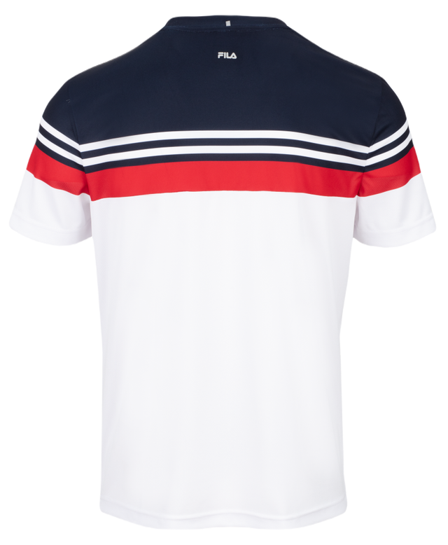 Fila T-shirt Malte white and navy blue tennis shirt