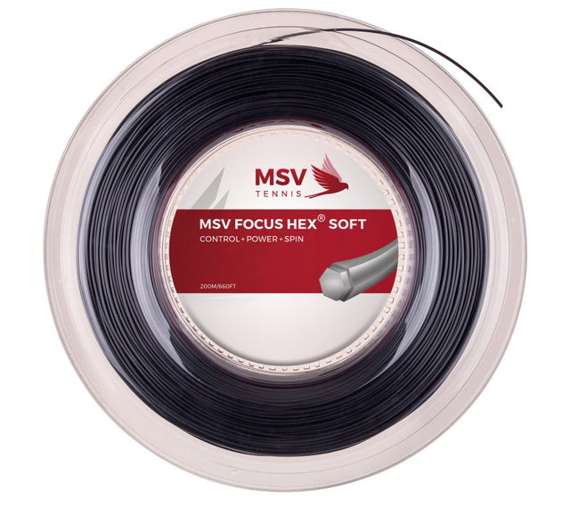 Naciąg tenisowy MSV Focus HEX Soft czarny 12m ze szpuli