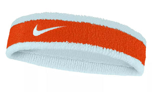 Frotka tenisowa na głowę Nike Swoosh Headband biało-pomarańczowa