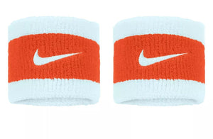 Frotki tenisowe Nike Swoosh Wristbands biało-pomarańczowe