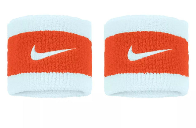 Frotki tenisowe Nike Swoosh Wristbands biało-pomarańczowe