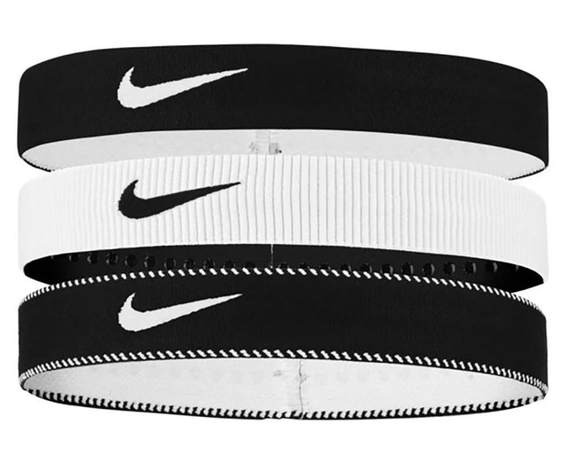 Opaski na głowę Nike Flex Wide Headbands czarno-białe x3