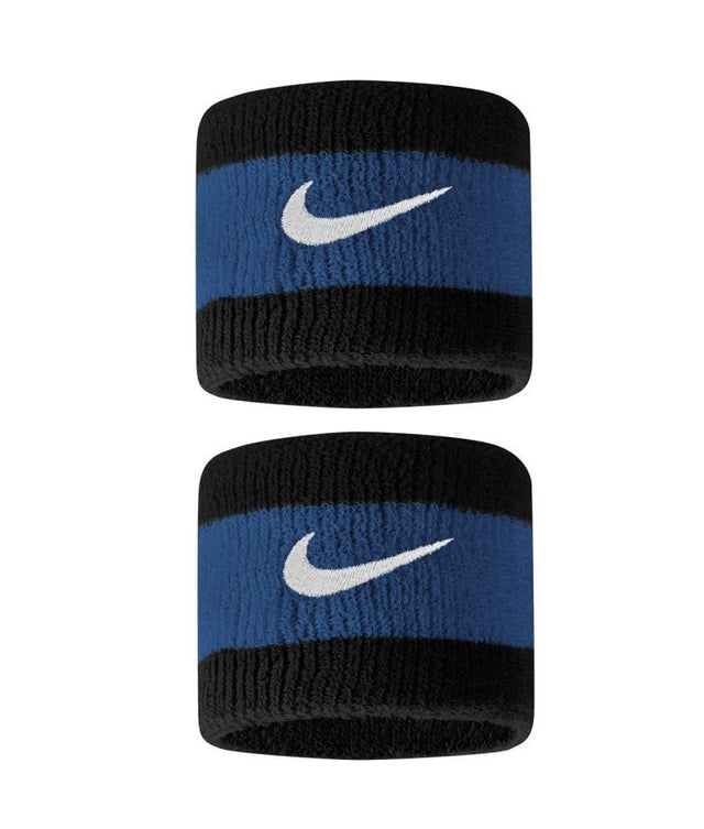 Frotki tenisowe Nike Swoosh Wristbands czarno-niebieskie