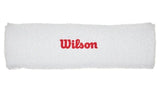 Frotka tenisowa na głowę Wilson Headband biala z czerwonym logo