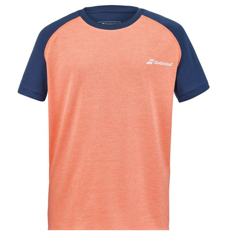 Koszulka tenisowa juniorska Babolat Play Crew Neck Tee Boy pomarańczowa