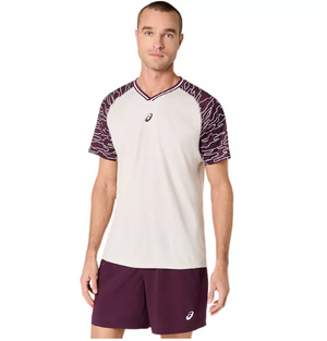 Koszulka sportowa Asics Padel Court SS Top beżowo-bordowa