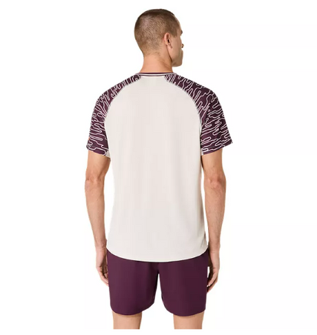 Koszulka sportowa Asics Padel Court SS Top beżowo-bordowa
