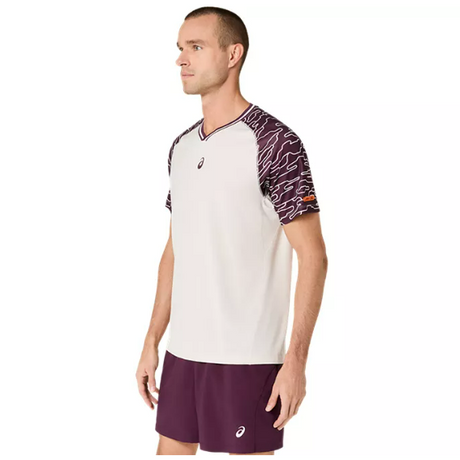 Koszulka sportowa Asics Padel Court SS Top beżowo-bordowa