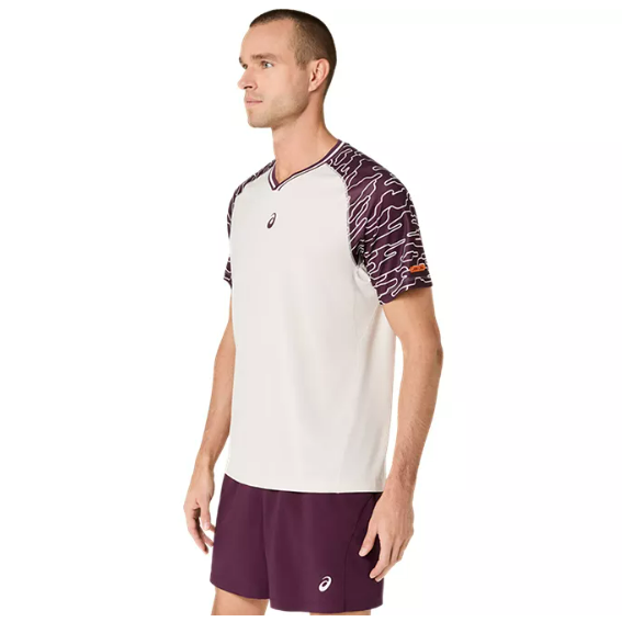 Koszulka sportowa Asics Padel Court SS Top beżowo-bordowa