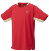 Koszulka tenisowa Yonex AO Crew Neck czerwono-beżowa