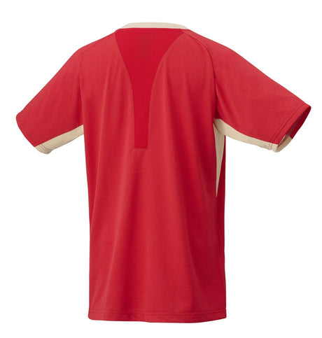Koszulka tenisowa Yonex AO Crew Neck czerwono-beżowa