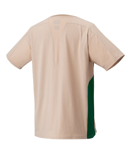 Koszulka tenisowa Yonex Crew Neck beżowo-zielona