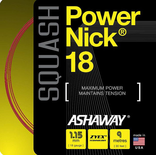 Naciąg do squasha Ashaway Power Nick 18 bordowy