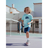 Koszulka tenisowa juniorska Babolat Exercise Graphic Tee Boy błękitna