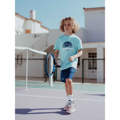 Koszulka tenisowa juniorska Babolat Exercise Graphic Tee Boy błękitna