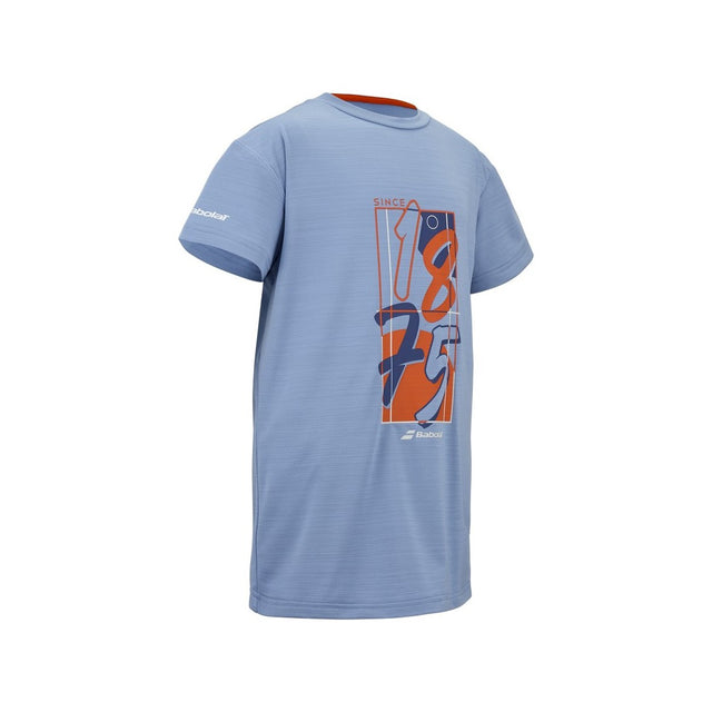 Koszulka tenisowa juniorska Babolat Exercise Graphic Tee Boy niebieska