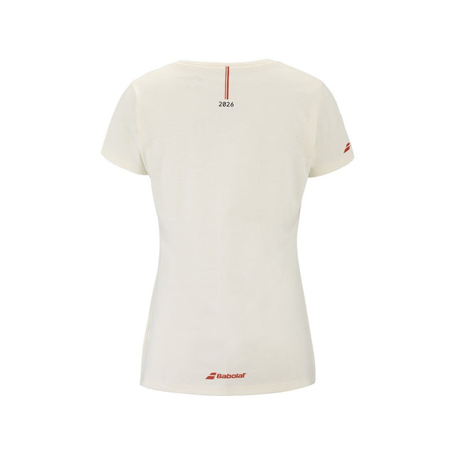 Koszulka tenisowa Babolat Exercise Message Tee Women beżowa