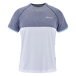 Koszulka tenisowa juniorska Babolat Play Crew Neck Tee Boy biało-szara