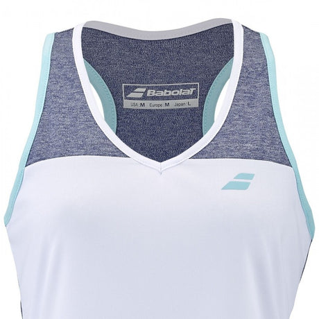 Top juniorski Babolat Play Tank Top Girl biało-niebieski