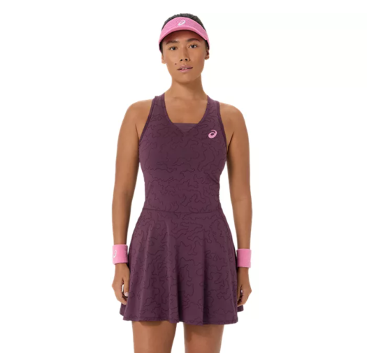 Sukienka tenisowa Asics Match Jacquard Dress bordowa