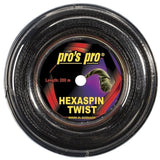 Naciąg tenisowy Pro's Pro Hexaspin Twist czarny 12m ze szpuli