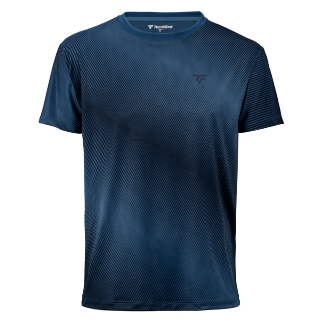 Koszulka tenisowa Tecnifibre X-Loop Tee paski granatowa