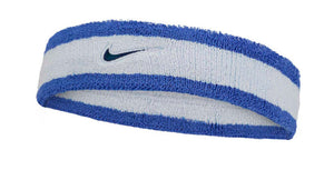 Frotka tenisowa na głowę Nike Swoosh Headband niebiesko-biała