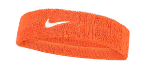 Frotka tenisowa na głowę Nike Swoosh Headband pomarańczowa białe logo