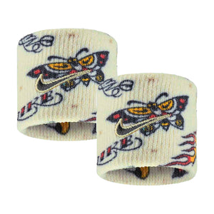 Frotki tenisowe Nike Classic Swoosh Wristbands Printed beżowo-kolorowe