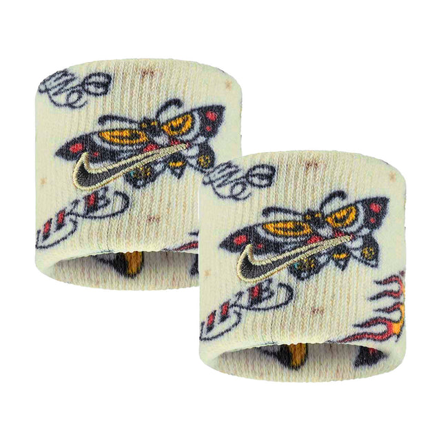 Frotki tenisowe Nike Classic Swoosh Wristbands Printed beżowo-kolorowe