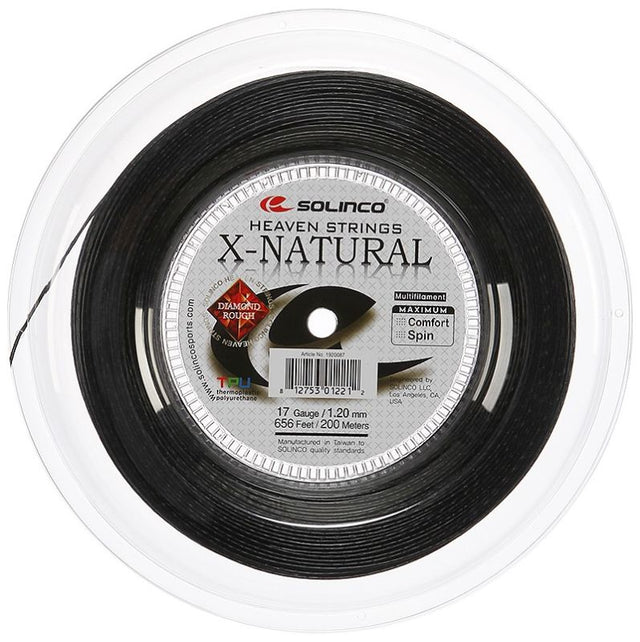 Naciąg tenisowy Solinco X-Natural Diamond Rough czarny 12m ze szpuli