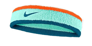 Frotka tenisowa na głowę Nike Swoosh Headband miętowo-pomarańczowa