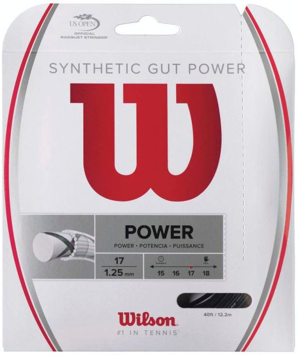 Naciąg tenisowy Wilson Synthetic Gut Power (12,2 m) - czarny